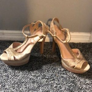 Gold Jessica Simpson heeled sandals